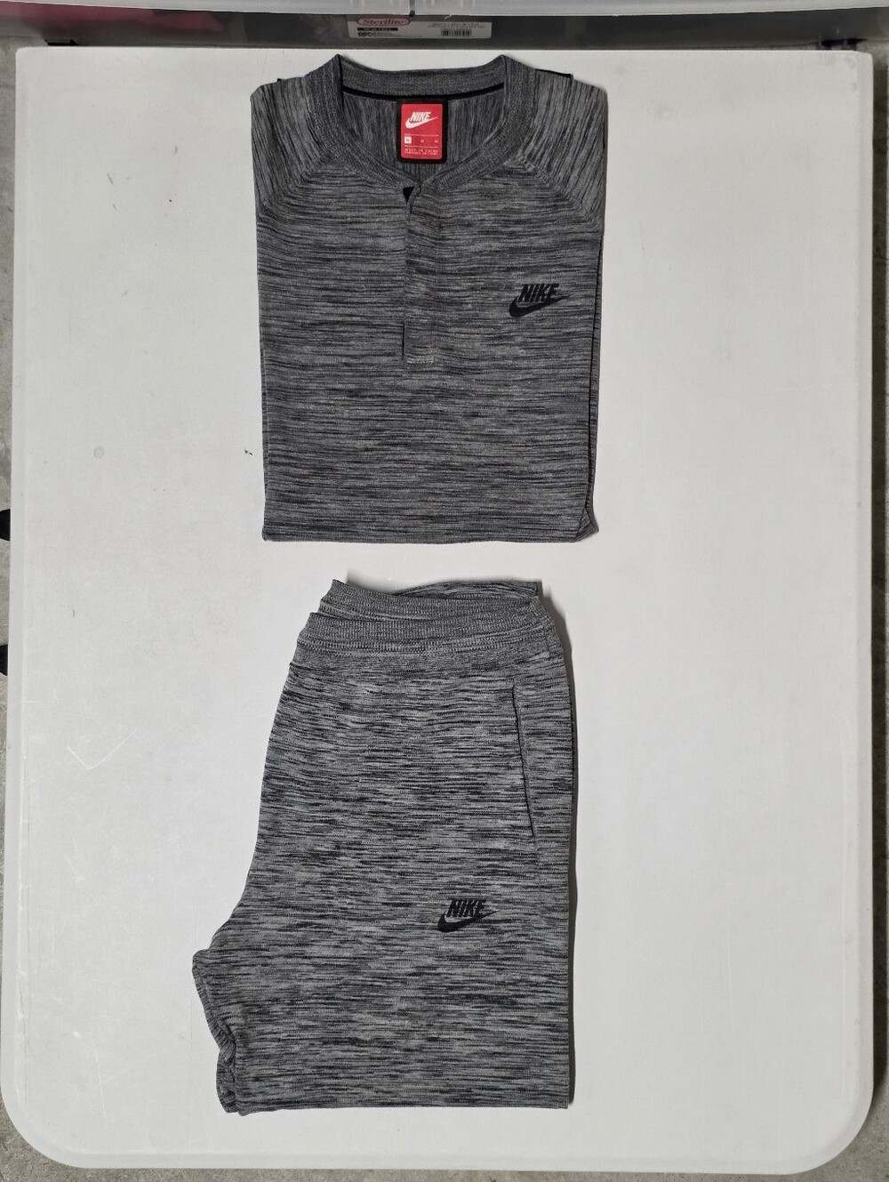 Nike Heather Gray 2-Piece Knit Set Henley Top Jogger Pants Gray Size M